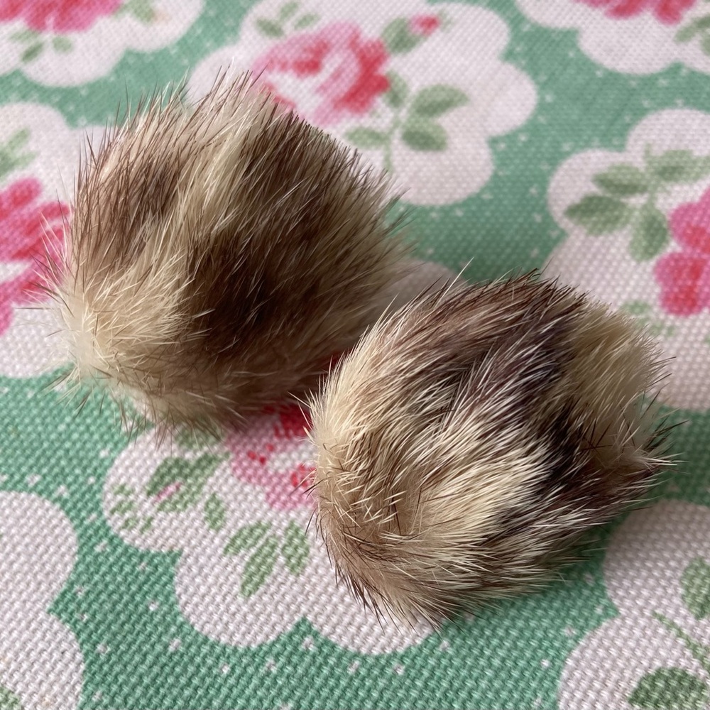 Vintage Fur Screwback Earrings